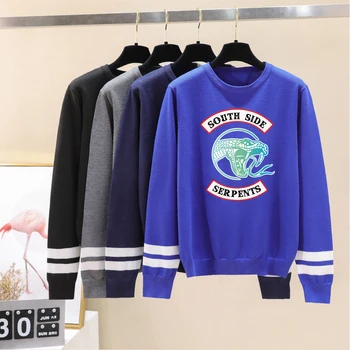 

Hot Arrive Riverdale Autumn Sweaters Hip Hop O-Neck Suitable Spring Pullovers Men Women Sweaters Male Female blue Casual Tops