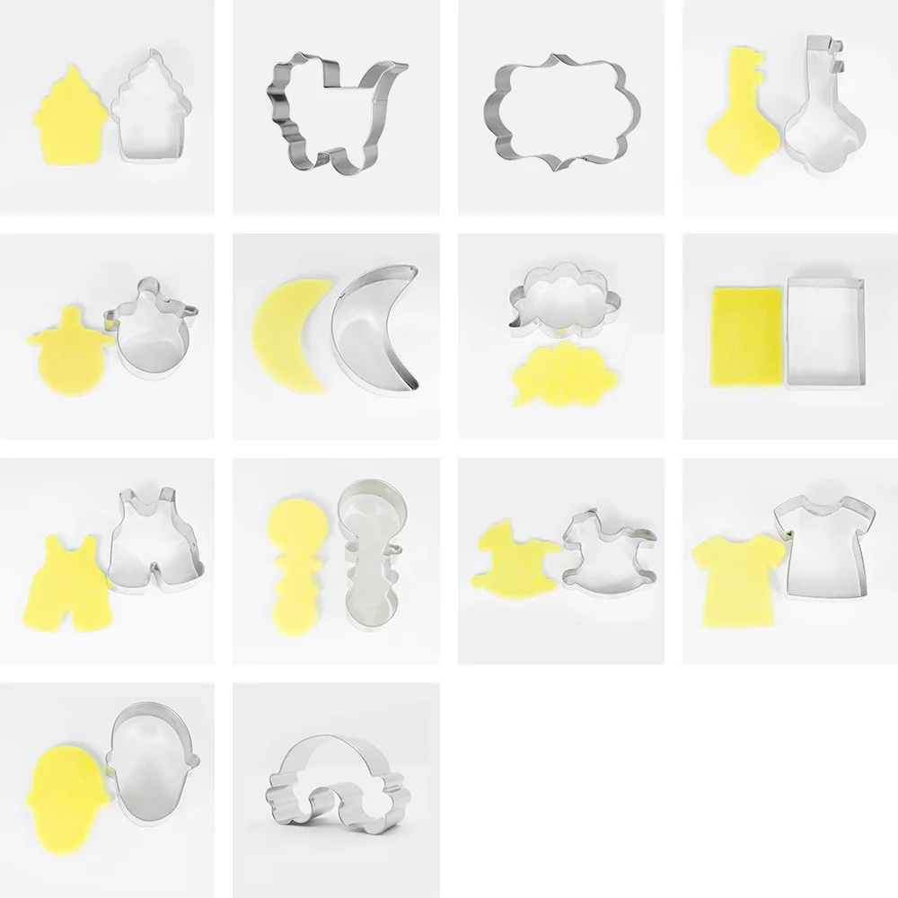 PartyFUN Baby Kid Cookie Cutter and Drawing Stencils Set- 46 Piece- Fondant Biscuit Stamp Cutters Mold- Stainless Steel