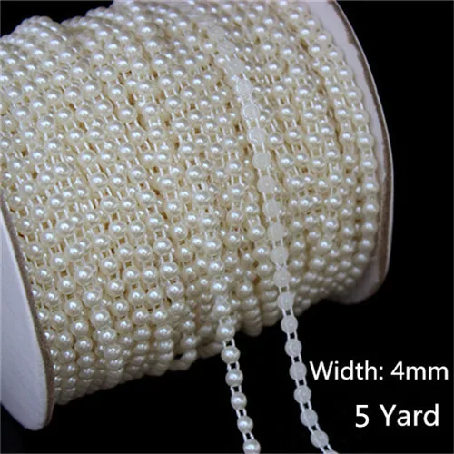 4mm 5Yard 1-5 ярдов/сумка мульти-Размер ABS имитация жемчуга бусины цепь отделка для DIY Свадебная вечеринка украшения шьют ювелирные изделия Ремесло АКСЕССУАРЫ WCAA - Цвет: 4mm 5Yard