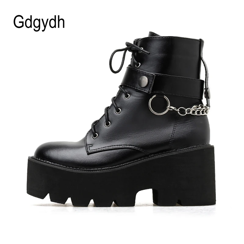 Platform boots women high heeled boots for Women Autumn Gothic Style