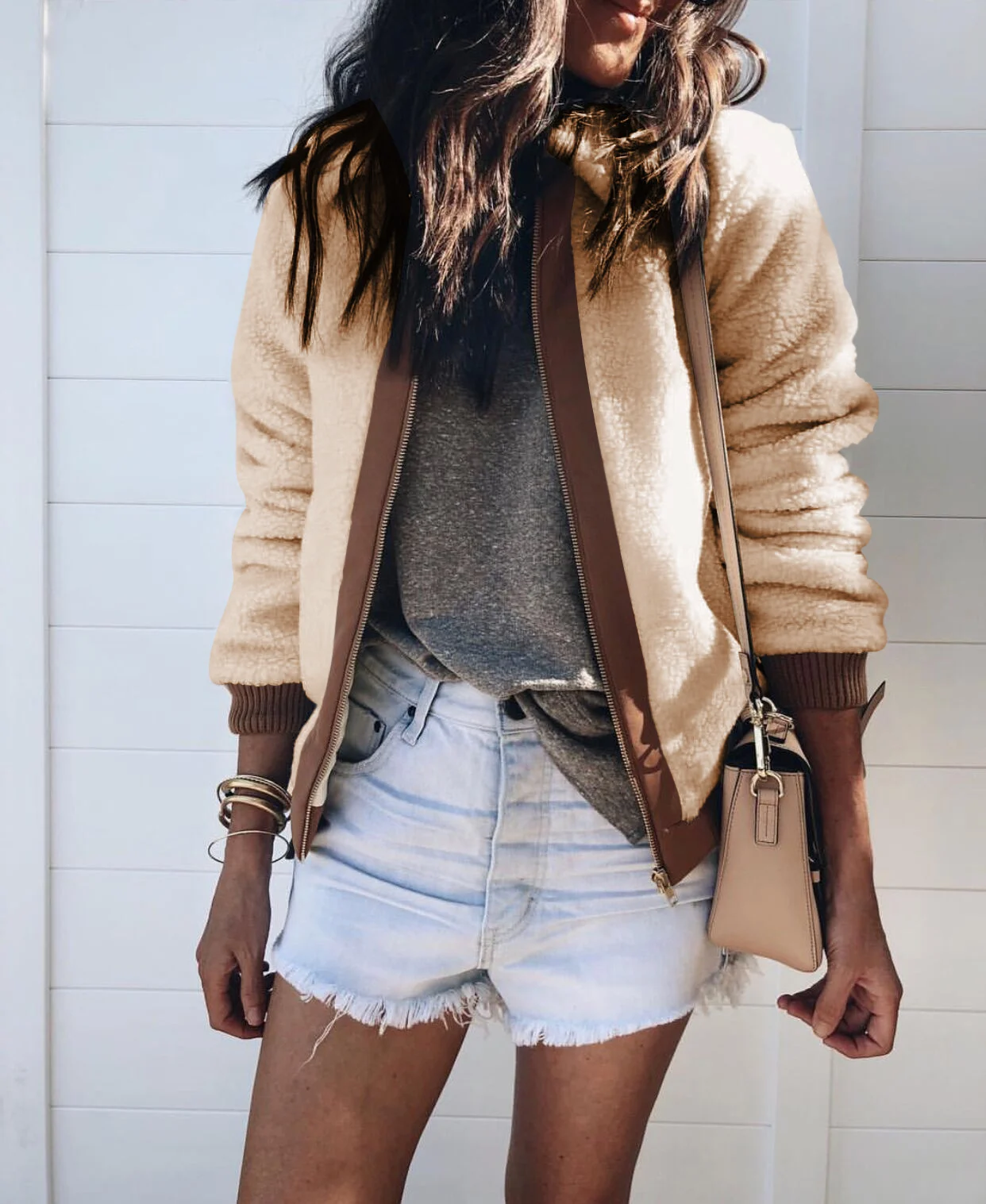 

Litthing 2019 Winter Women Warm Teddy Bear Long Sleeve Fleece Jackets Crop Tops Zip Up Punk Oversize Outwear Coats With Pockets