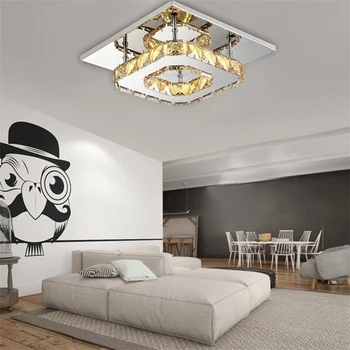 

LED Ceiling Light Crystal Ceiling Light Square Crystal Lamp Sturdy Durable 90-260V Office Living Room Bedroom Kitchen