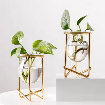

1 Pc Glass Vase Nordic Style Vase Decorative Plants Flower Artistic Vase Home Decor Figurines Flower Pot
