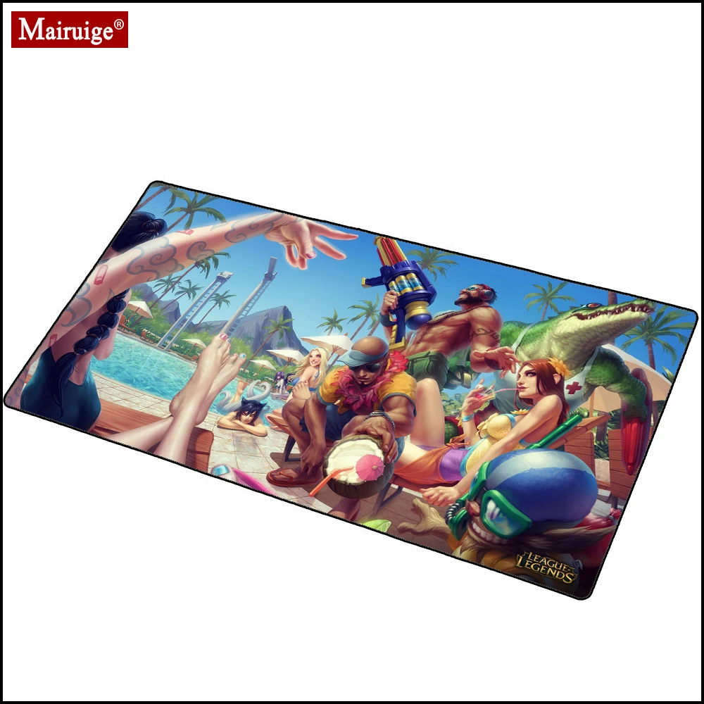 

League of Legends Pool Party Anime Colorful LED Mousepad RGB Glow XL Large Gming Mouse Pad Persona Office Desk Mats Keyboard Pad