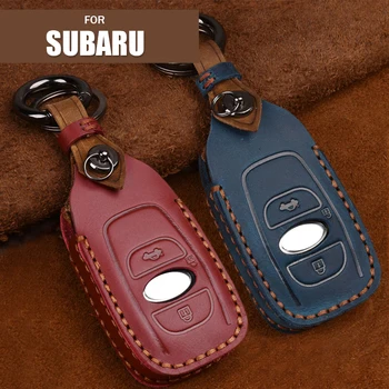 

Retro Genuine Leather Remote Key Fob Case Cover Protector Keychain for Subaru Forester Impreza Outback WRX BRZ XV Crosstrek