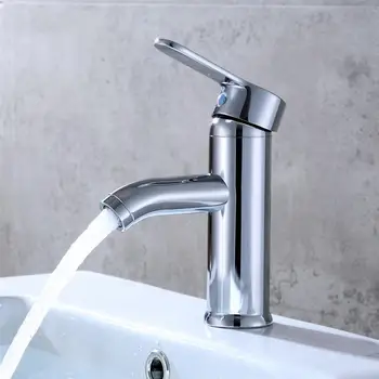 

Cold And Hot Water Basin Faucet Curveed Head Stainless Steel Faucet Washbasin Tap (Silver)