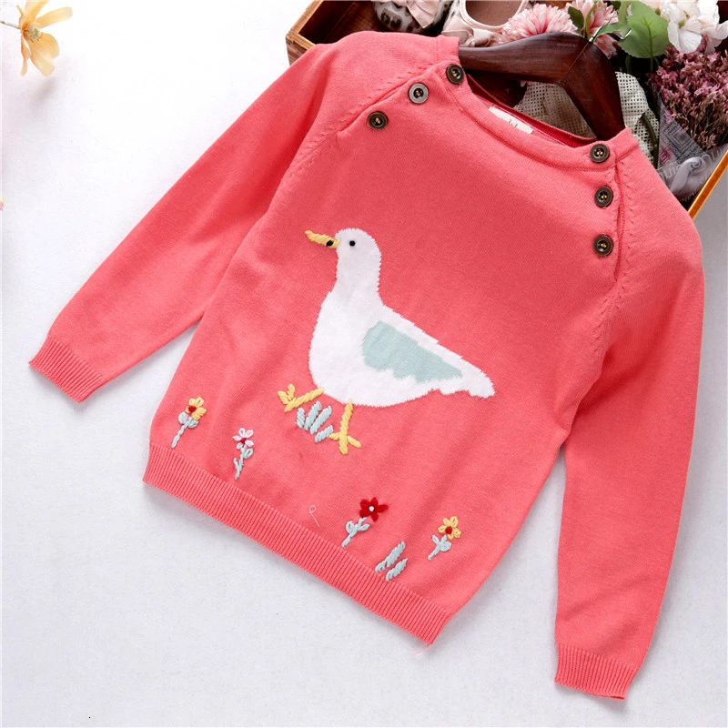 Herbst Baby Pullover Mädchen Pullover Pullover Dobby Tier Vogel Mädchen