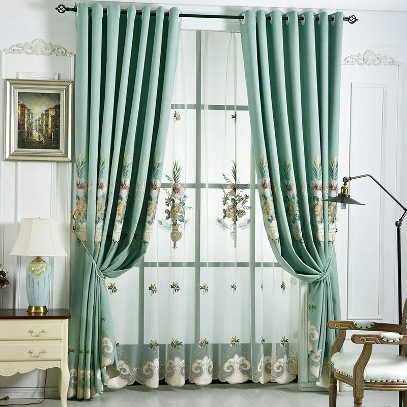 

Modern Simple Embroidery Cotton, Maxel and Schneider Shade Curtains for Living Dining Room Bedroom.