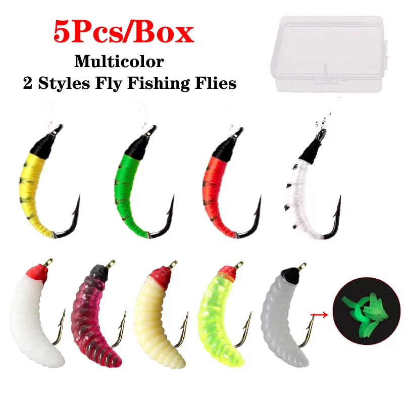 5 шт./корт. Многоцветная приманка для ловли нахлыстом мокрые мухи червь форель