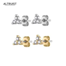 Altruist, 925 пробы, серебряные серьги-гвоздики с кристаллами, три прозрачных фианита, Женские Ювелирные аксессуары, роскошные модные ювелирные изделия