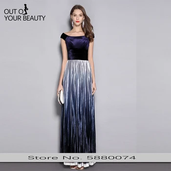 

2020 New High-end Elegant Evening Dress Off The Shoulder Velvet Satin Gradient Long Party High Waist Bridesmaid Dress