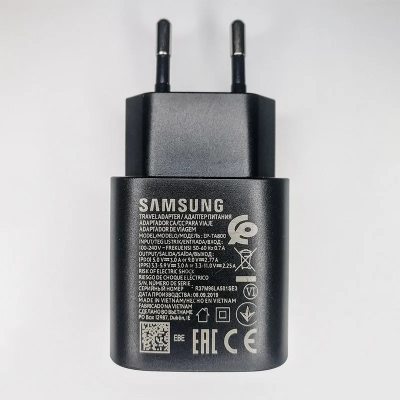 Type-C Cable Only Samsung Note 10 ЕС супер быстрое зарядное устройство 25 Вт путешествия PD PSS Быстрая Зарядка адаптер type-c кабель для Galaxy Note 10 10+ k20 pro - Тип штекера: Type-C Cable Only