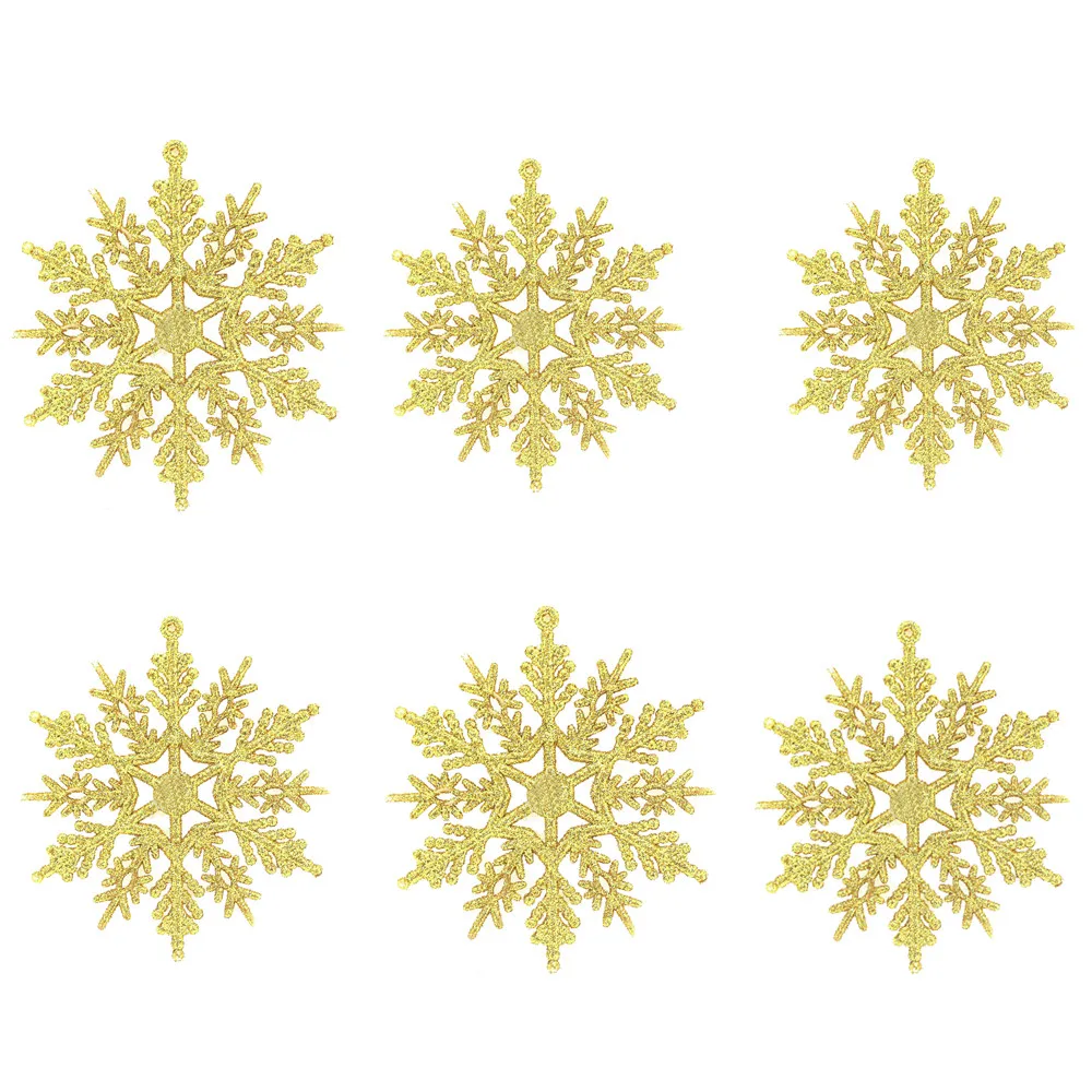6 шт./компл. блеск снежинка Рождественские украшения для дома украшения для рождественской елки висит украшение 10 см год - Цвет: GD