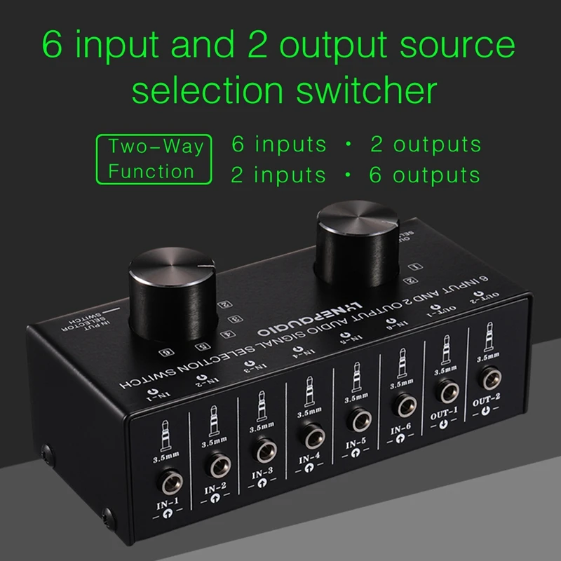 FFYY-Switcher 6 in 2 Out или 2 in 6 переключатель динамиков наушников, выбор сигнала источника звука, интерфейс с 3,5 м