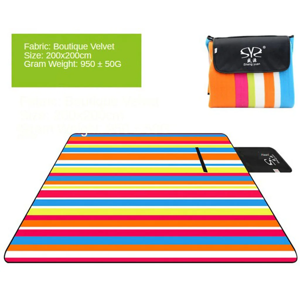 Extra Large Sand Proof Travel Picnic Camping Mat Waterproof Outdoor Holiday Beach Garden Folding Camping Pad Blanket 200x200cm