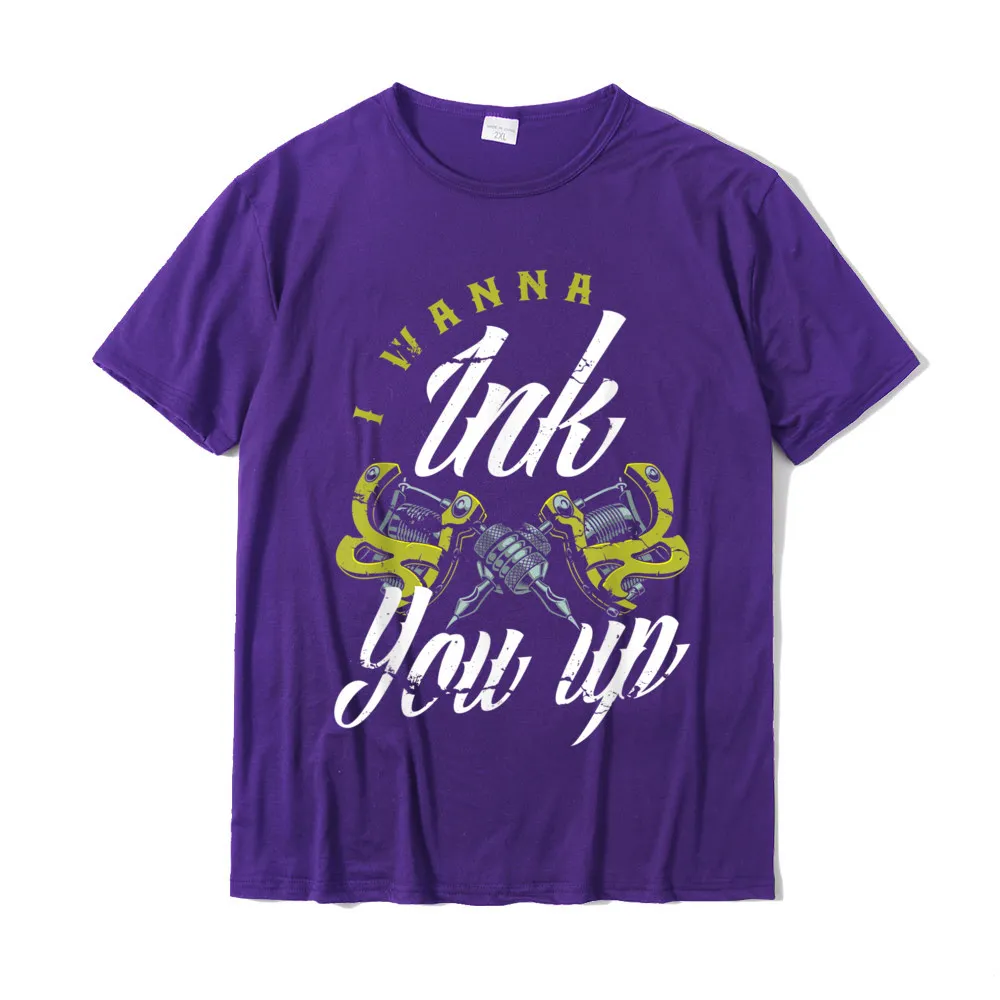 Classic Leisure Short Sleeve Tops Tees Fall Round Neck Cotton Fabric Men T-shirts Leisure T Shirt Wholesale Free Shipping I Wanna Ink You Up Tattoos Funny Tattoo Artist Tattooist T-Shirt__20974 purple