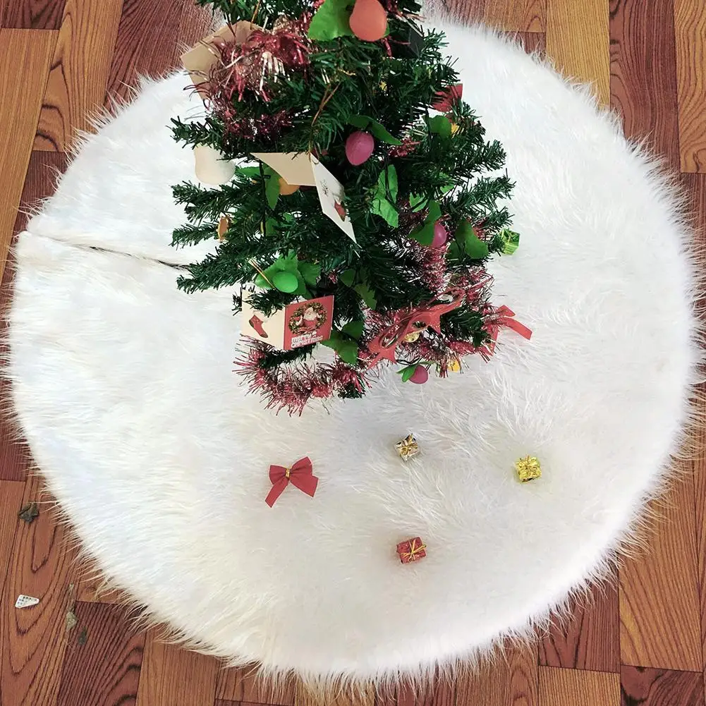 

72CM White Plush Christmas Tree Skirt Aprons Christmas Tree Carpet Christmas Decorations For Home New Year Xmas Decoration