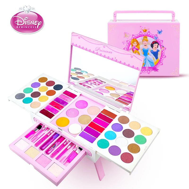 

Disney Cartoon princess girls frozen Dressing Tables makeup set toys Dream Pretend House toys Water-soluble children's cosmetics