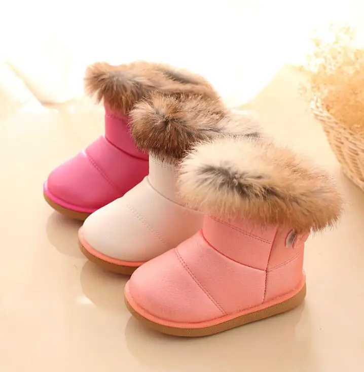 Baby Snow Boot Children Winter Shoes Fur Warm Girl Fashion Ankle Boot Kid Soft Leather Boots Baby Cotton Shoes Waterproof B160