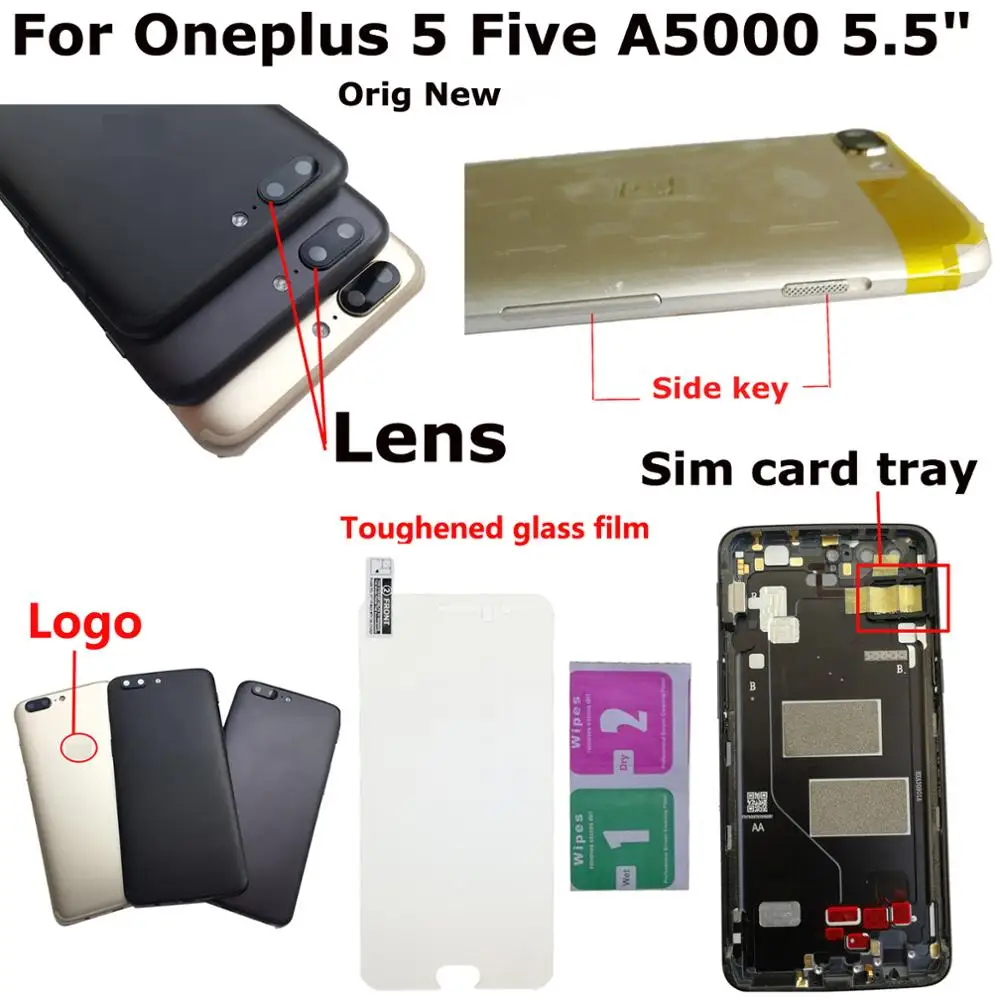 100% Orig Новый 5 &quotдля Oneplus Five 1 + A5000 задняя дверь корпус батарейного отсека Крышка