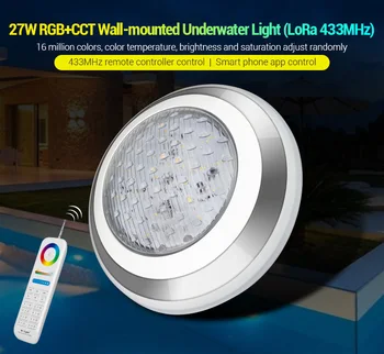 

MiBoxer IP68 Underwater 27W RGB+CCT RGB+CCT Wall-mounted Underwater Smart Lamp UW02 433MHz Remote Control App Control