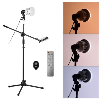 

Professional Light Stand Kit 140cm Adjustable Height Aluminum Alloy Tripod Stand LED Light+Remote Control for Live Streaming
