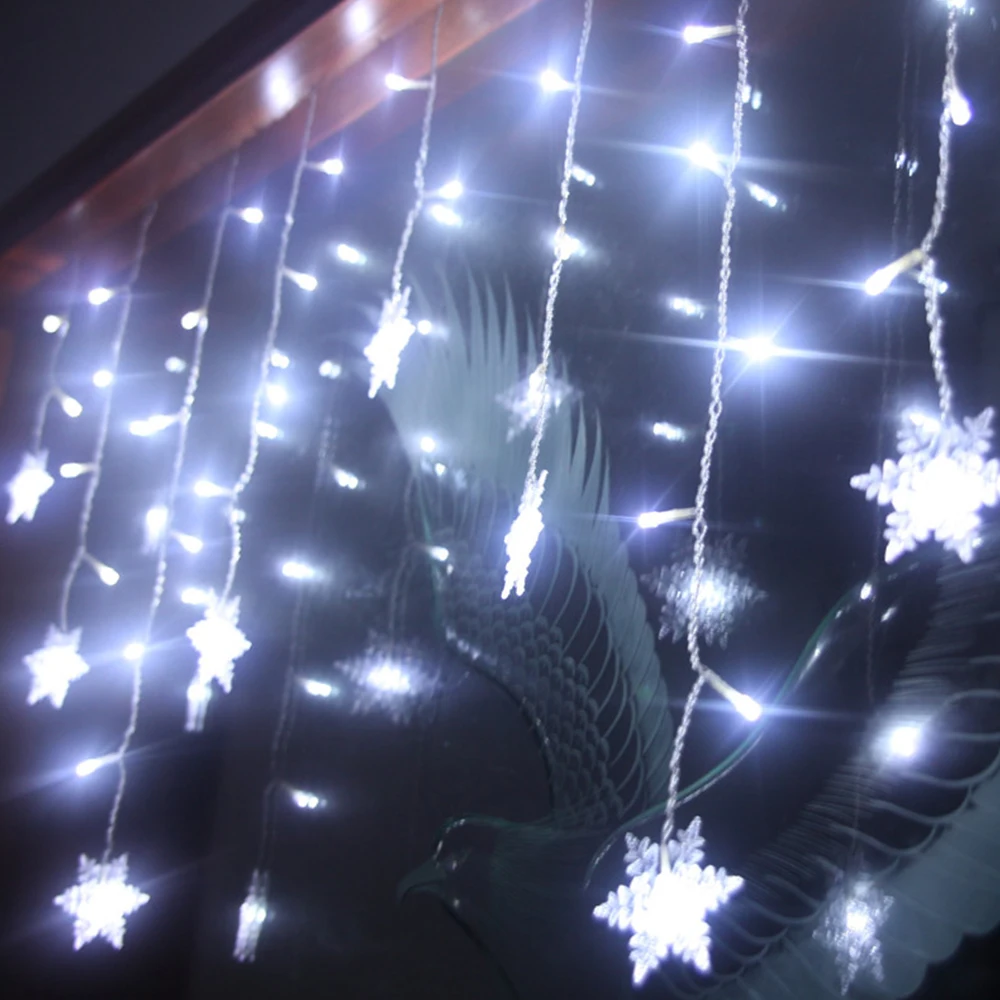 Светодиодный светильник в виде снежинки с USB, Сказочная лампа для занавесок, вечерние, рождественские, свадебные, новогодние украшения, 4 цвета, 1,5x0,5 м, 2,5x0,5 м, 3x1 м - Испускаемый цвет: White
