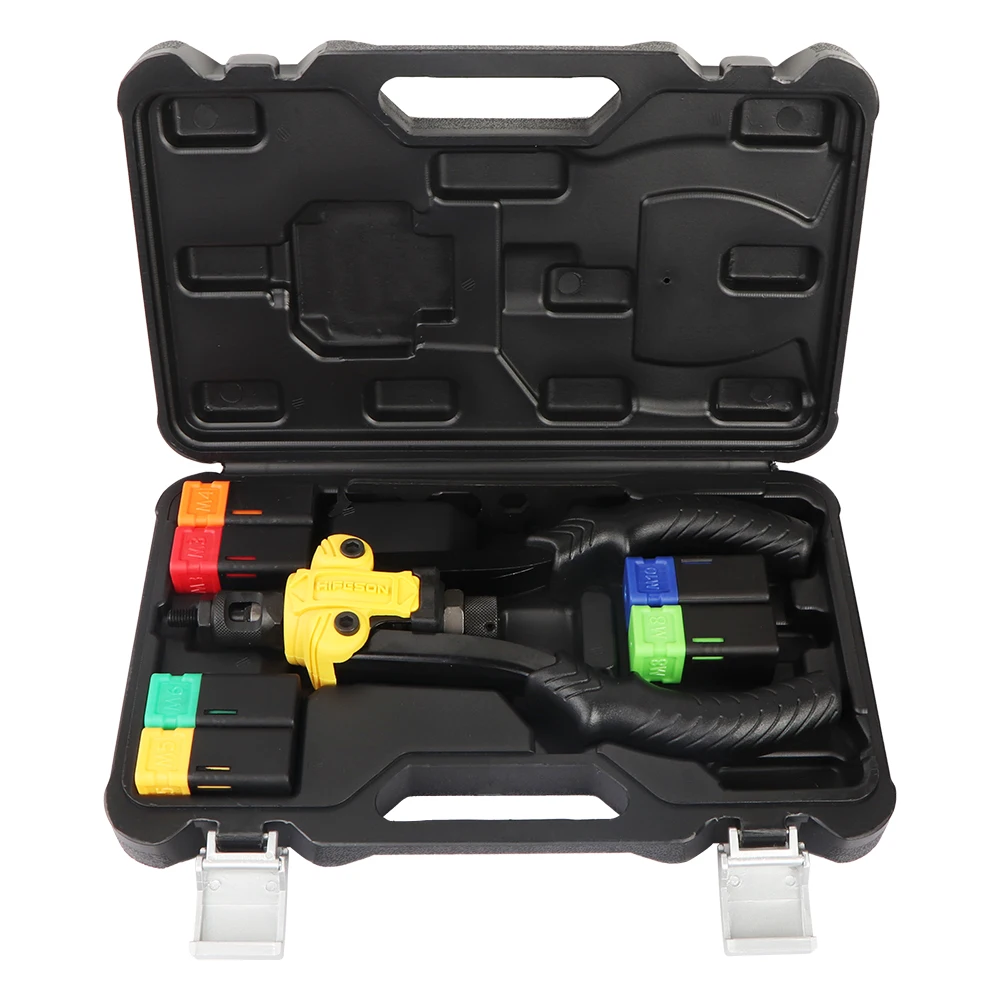 Hand Rivet Nut Gun Manual Riveters Nut Gun Set Insert Threaded Mandrels Riveting Rivnut Tool M3 M4 M5 M6 M8 M10 M12 Nuts Toolbox