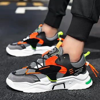 

2020 Men's Fashion Sneakers Young Man Street Trend Outdoor Leisure Shoes Personality Breathable Rubber Soft bottom Sneakers