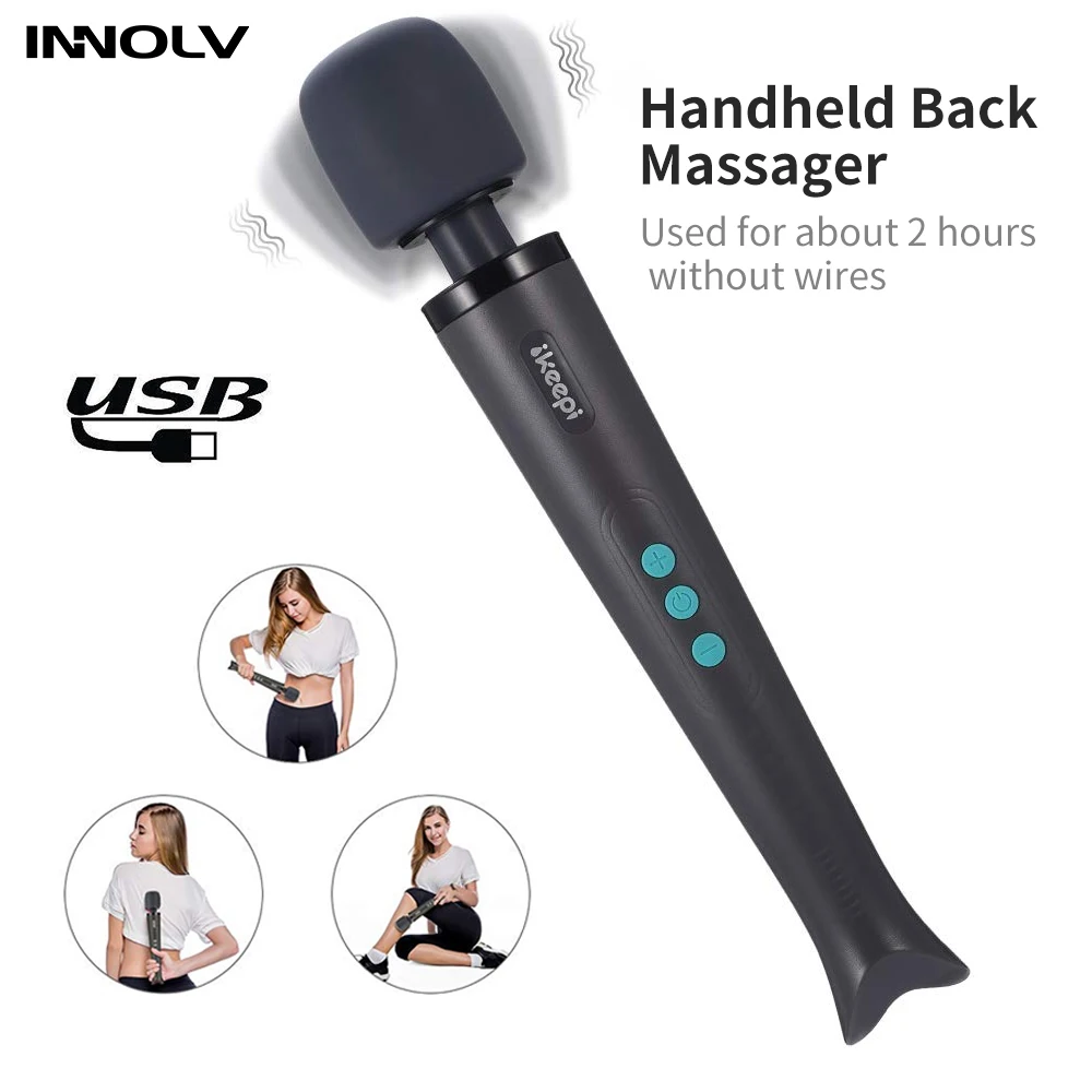 

Handheld Back Massager Waist Muscle Aches Vibrating Therapy Deep Tissue Powerful Wireless Waterproof Body Pain Relief
