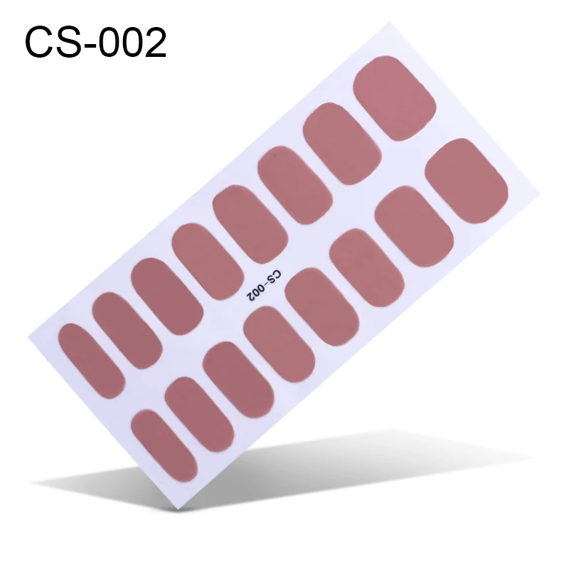 CS-002 16 стикеров/листов, красивые одноцветные наклейки для дизайна ногтей, полное покрытие, накладки для ногтей, украшения, наклейки для ногтей DIY - Цвет: CS-002