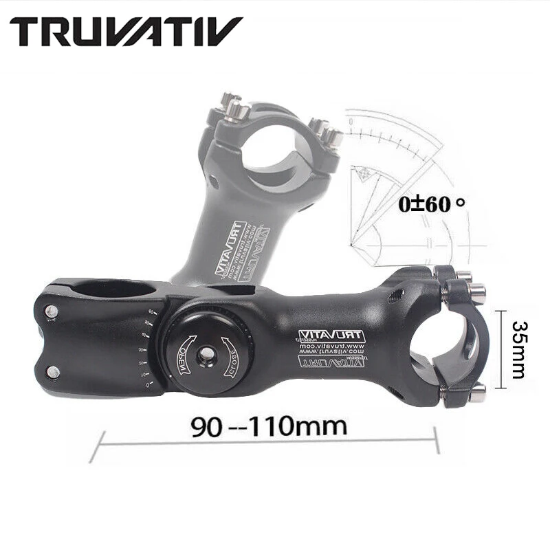 

25.4-31.8mm Handlebar Stem Carbon Road BMX MTB Bicycle Stem Double Direction Adjustable 60 Degree Stem 90/110mm for 28.6mm Fork