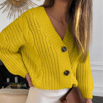 

2020 618 Knit Sweater Women Autumn Female Casual Long Sleeve Button Cardigan Knitted Sweaters Coat Femme Winter Warm Clothes