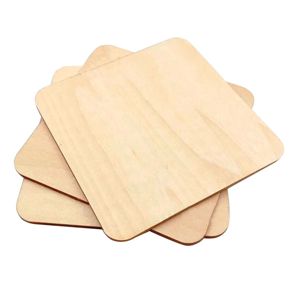 Natural Wood Pieces Square Unfinished Wooden Slices for Crafts DIY Ornaments Scrapbooking Home Decor