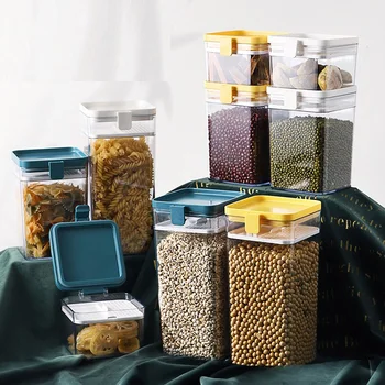 

Large Capacity Food Storage Container Plastic Kitchen Refrigerator Storage Tank Grain Dispenser Home Transparent Sealed Can