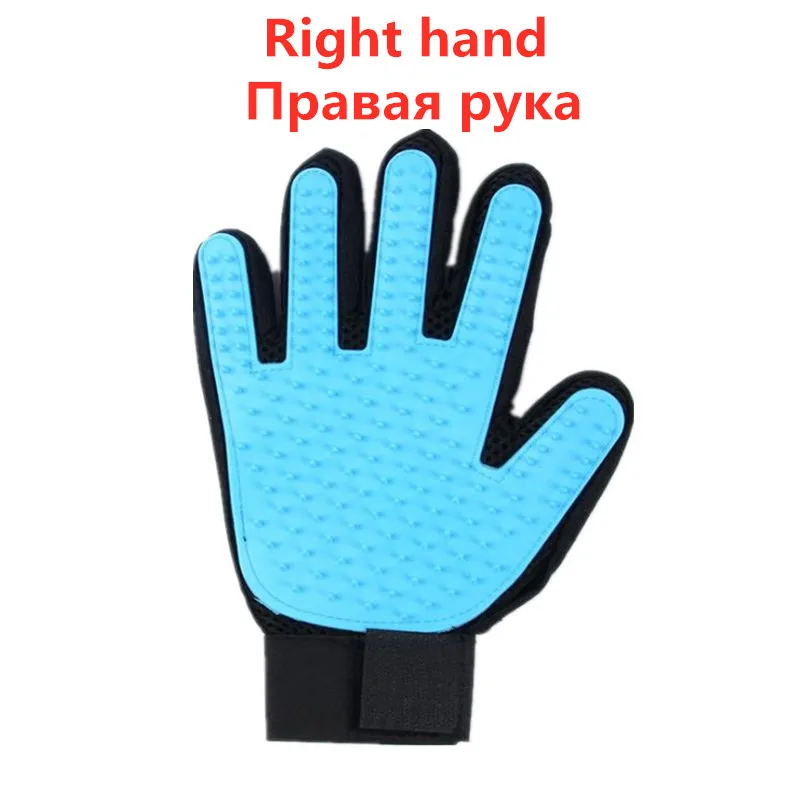 ST1-Light blue right Перчатка для домашних животных для кошек, кошек, Груминг за домашним животным, щетка для удаления волос для собак, расческа, перчатка для домашних собак, массажная перчатка для чистки пальцев для животных - Цвет: ST1-Light blue right
