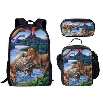 

African Cartoon Dinosaur School Bags For Girls Kids School Backpack 3pcs/set Children Schoolbags Orthopedic Girl Backpack custom