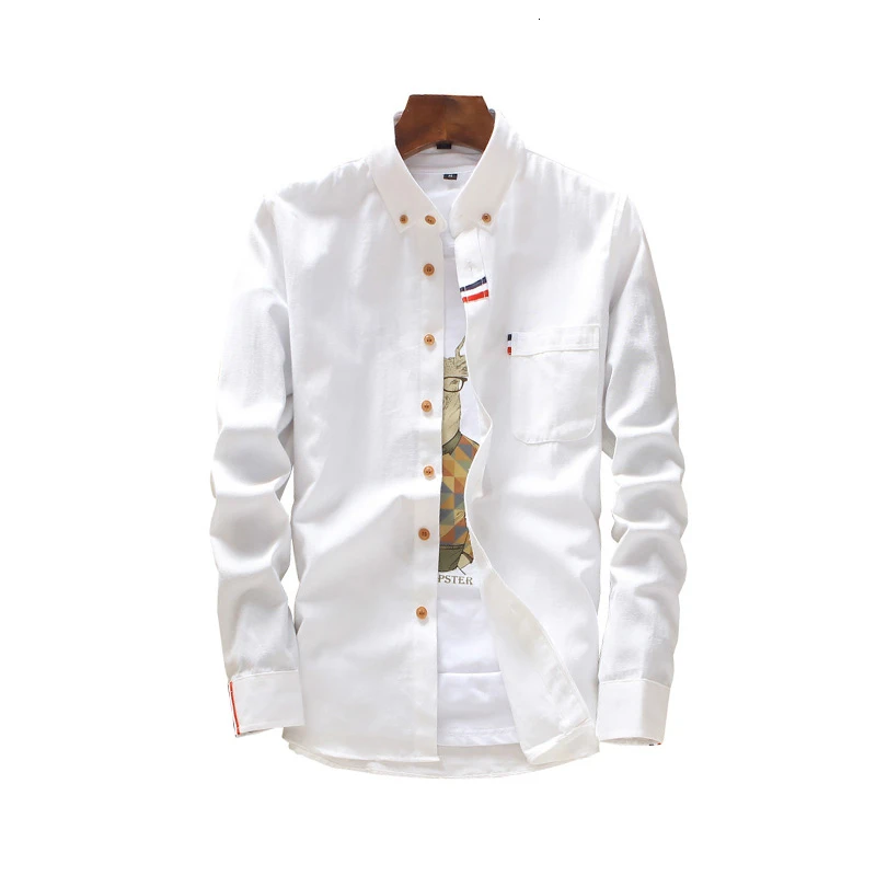 

Oxford Cotton Spinning Shirt Man Shirt Large Size Men Business Casual Long Sleeved Shirt Male Social Dress Shirt Plus white tops