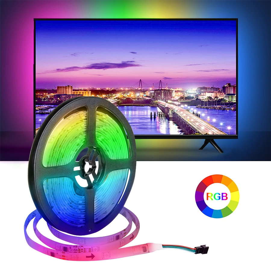 Светодиодная RGB лента WS2811 12 В водонепроницаемая 5050 для украшения ПК телевизора праздника кухни