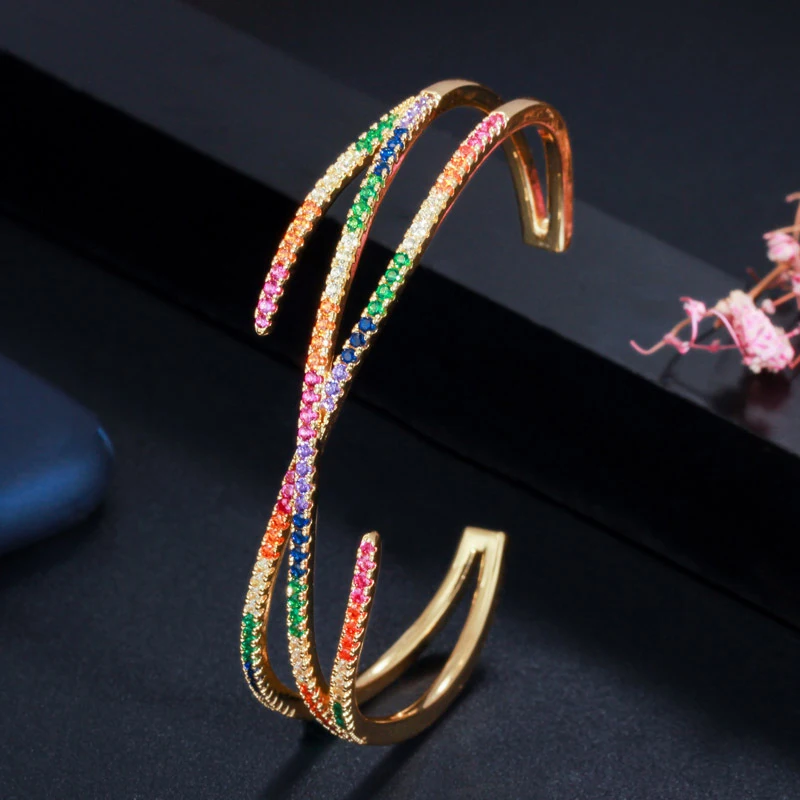 ERLUER deluxe marque Женский Браслет bijoux с кристаллами, многослойная Регулируемая открытая манжета, браслет для женщин, модные вечерние ювелирные изделия