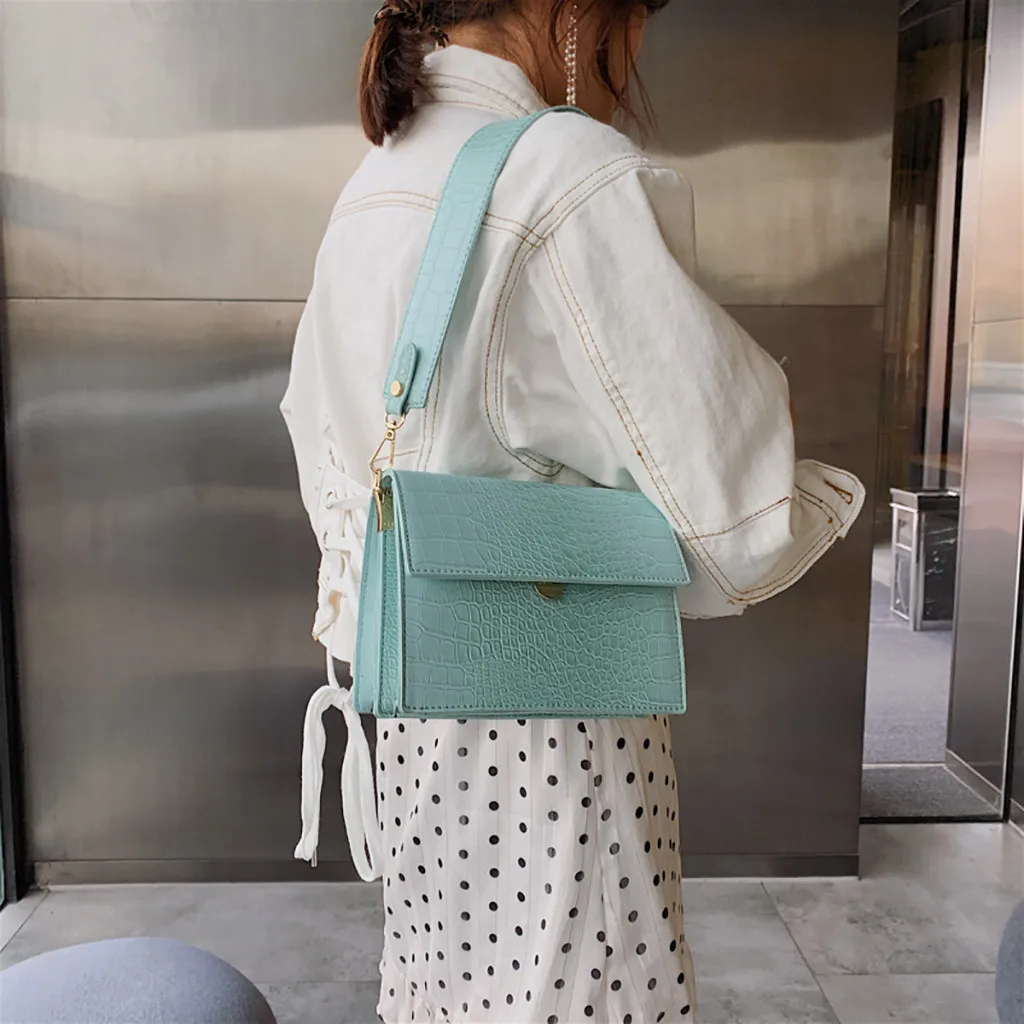 3W# модная Женская Ретро тисненая маленькая квадратная сумка с широким плечевым ремнем, сумка через плечо Borsa a tracolla da donna