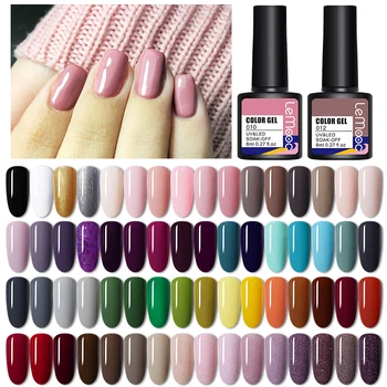 

LEMOOC Nail Gel Polish 8ml Soak Off Semi Permanent Hybrid Nail Gel varnish UV/LED Gel Vanish For Base Matte Coat Needed