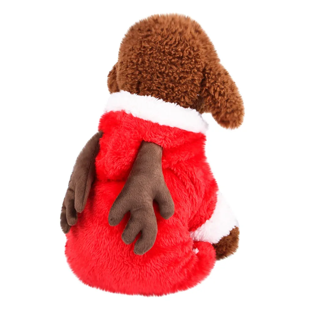 Костюм Лося для домашних собак, Рождественская одежда для маленьких собак, зимняя куртка с капюшоном для собак, куртка, одежда для щенка, кошки, наряд# LR2 - Цвет: RED