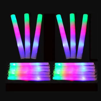 

10PC Color White Blue Red Green Pink Orange Glowing Sponge Stick Large Party Luminous Baton LED Light Stick