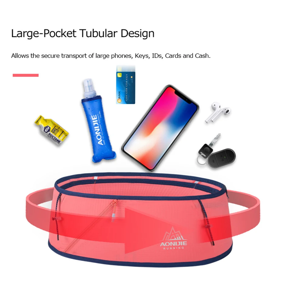 AONIJIE 4-way Stretch Hydration Running Belt Waist Pack Travel Money Bag Trail Marathon Gym Workout Fitness Mobile Phone Holder 3