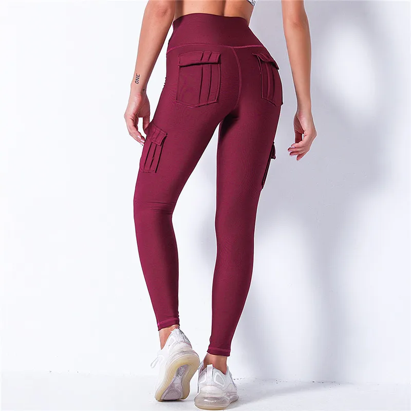 tights for women Nessaj High Waist Fitness Leggings Women Pocket Leggings Solid Color Push Up Legging Women Clothing Polyester Leggings aerie crossover leggings