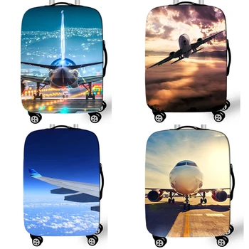 

18-32 Inch Aircraft Travel Suitcase Cover Printed plane Elastic Luggage Protective Cover Anti-dust Trolley Case Travel Accessory