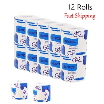 

12 Rolls Roll Paper Tissue 3 Layers Mixed Toilet Roll Paper Toilet Bathroom Household Roll Paper Tissue