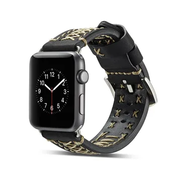 

Genuine Leather Strap for iWatch Manual Threading Leopard 38mm 42mm Band Leather Bracelet Leather Strap for Apple iWatch