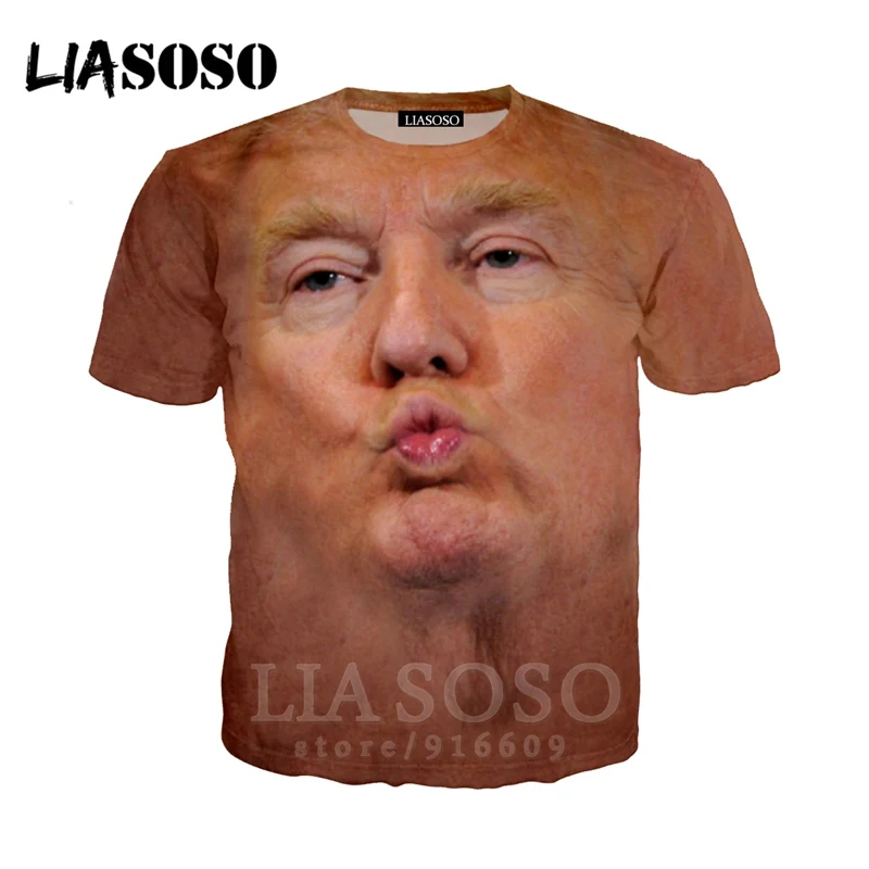 Футболка с 3D принтом лица Трампа Забавная детская модная футболка Забавный топ